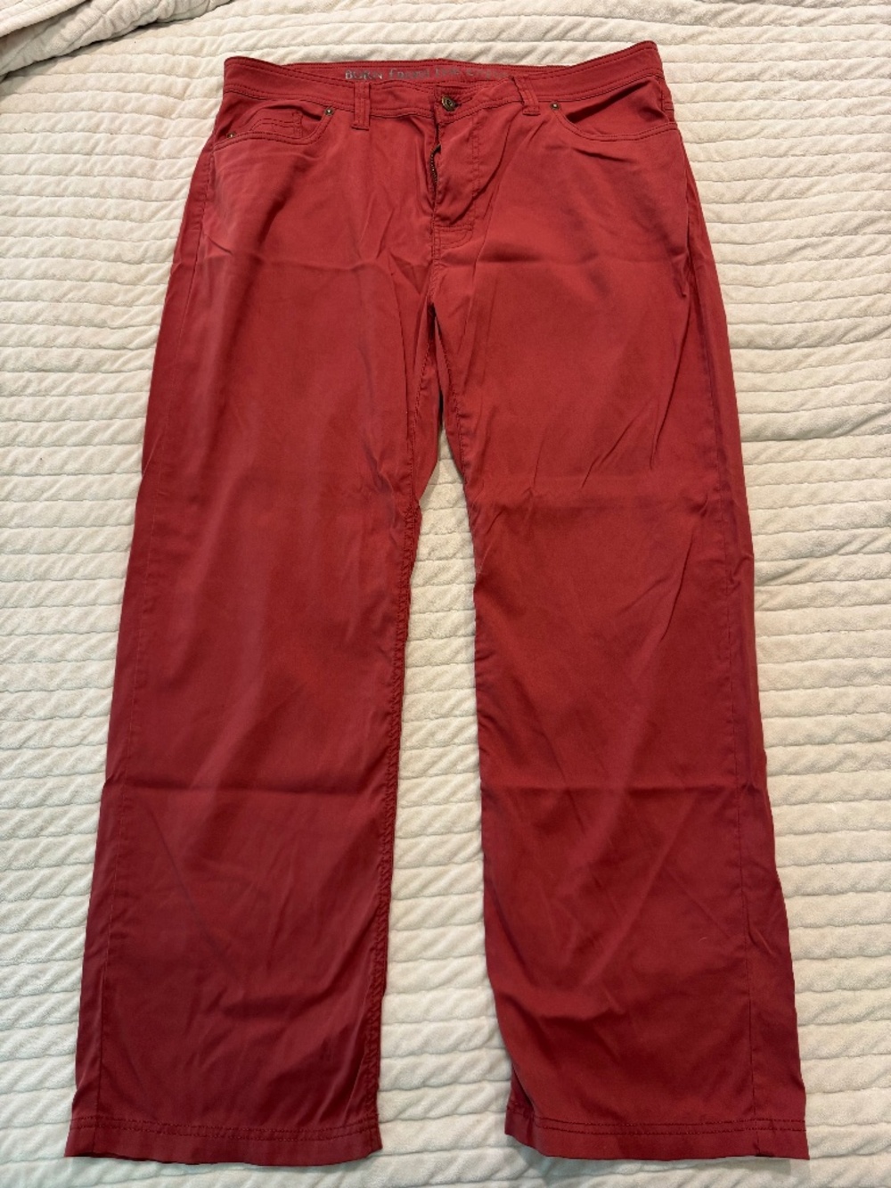 Prana Zion Pants Mens 38 Burnt Red Slim Fit Nylon Stretch Hiking